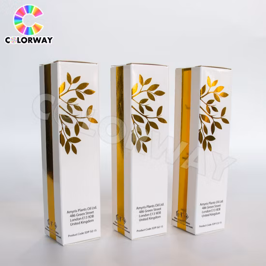 Hologramme imprimé offset UV personnalisé Or Argent Feuille chaude estampage carton ondulé Parfums Cosmétiques Emballage Boîtes de papier avec insert en papier et fenêtre en PVC