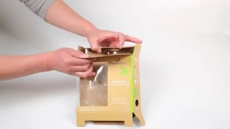 Fsc papier ondulé imprimé personnalisé bambou produit de détail cuillère bol assiette plat ustensile vaisselle jouet emballage emballage boîte en carton cadeau avec fenêtre de trou de suspension