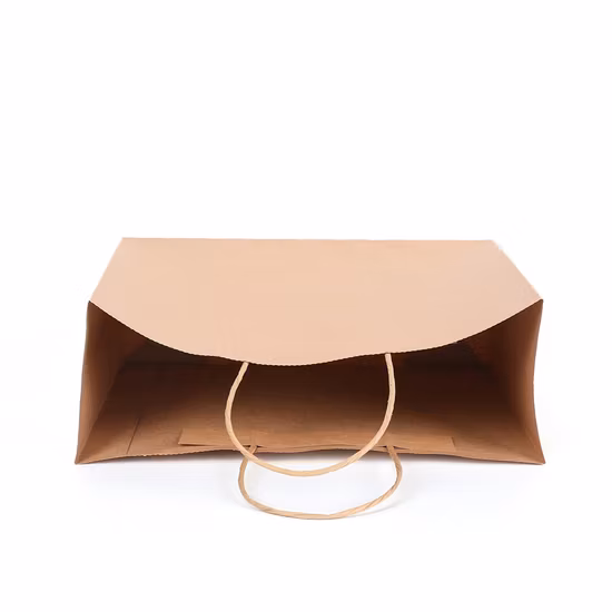 Sac à provisions de papier biodégradable de fond carré de sac de papier d'emballage de Brown de sac à provisions de cadeau de papier