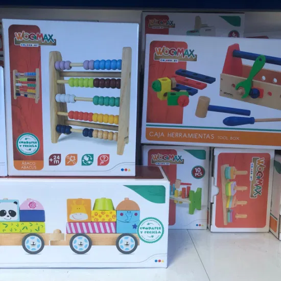 Boîte d'emballage de jeux d'apprentissage éducatifs de jouets en bois personnalisés, boîtes en papier ondulé d'impression